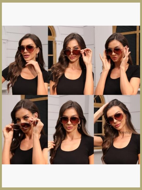 Retro Oversized Aviator Sunglasses Polarized Square Sun Glasses Vintage Shades main image 7